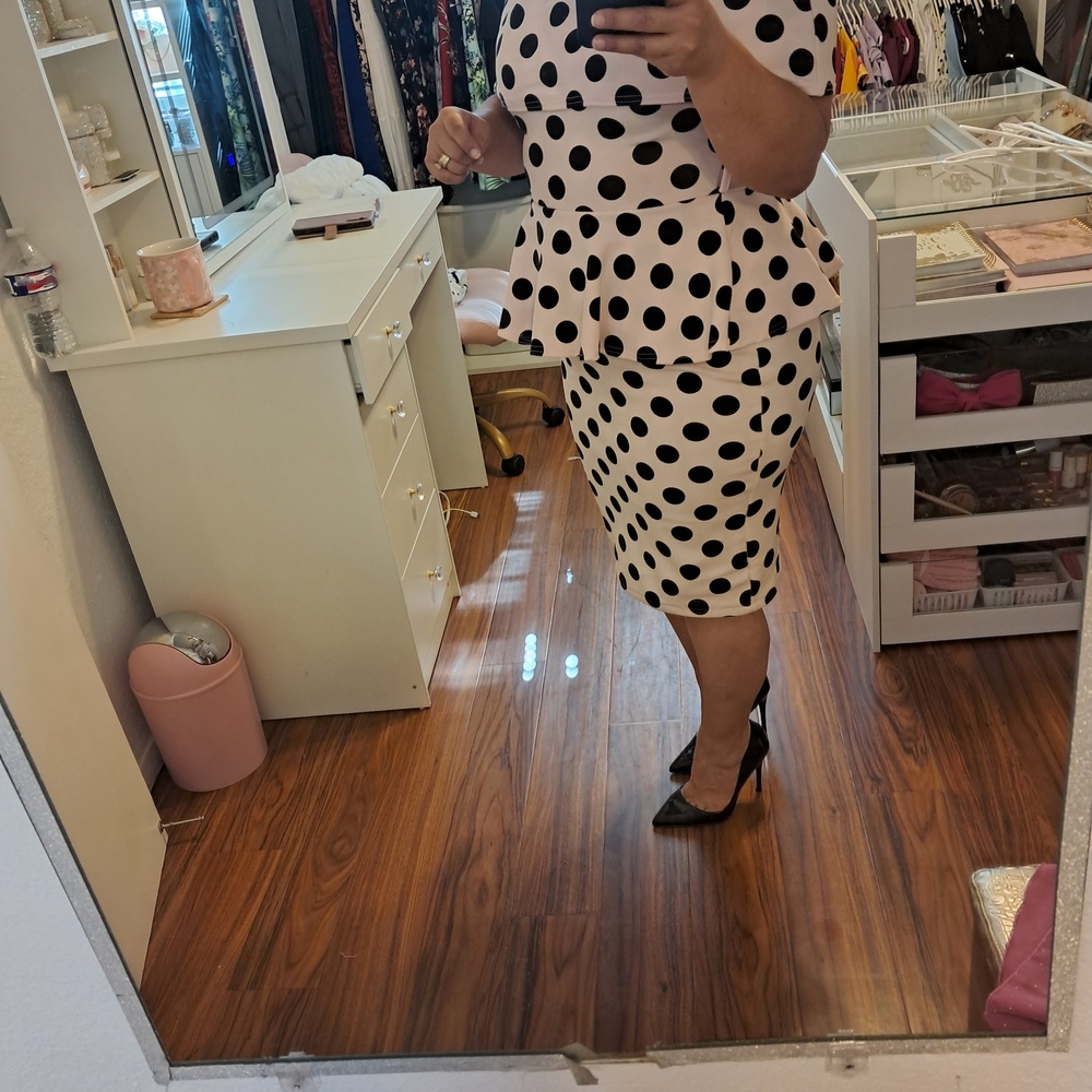 Polka Dot Peplum Top and Skirt Set